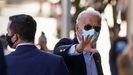 Biden,a su llegada este jueves a una comparencencia con la prensa para hablar de la crisis del covid