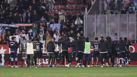 Los futbolistas del Celta, celebrando el triunfo frente al Girona del pasado domingo