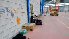 Obras en el pabell�n del CEIP Esteiro, en una foto tomada en septiembre.