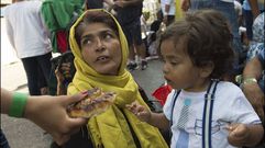 Refugiados procedentes de Budapest en una estaci�n de tren de Munich. 