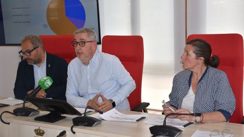 Blas Garc�a (en el centro), alcalde de Ames, Gustavo Nieto (izquierda) y Susana Se�or�s presentaron las obras del POS Adicional de la Diputaci�n