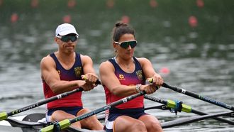 Iria Jarama y Caetano Horta, durante la prueba de doble skull del campeonato del mundo de &Aacute;msterdam.