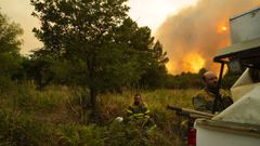 Incendio en la comarca de Monterrei, en Ourense, visto desde Tamaguelos, en Ver�n