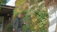Iv�n Prado, con un ejemplo de fachada vegetal que tienen en Nuevos Jardines
