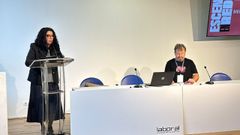 La consejera de Cultura, Pol�tica Lling��stica y Deporte del Principado de Asturias, Vanessa Guti�rrez, en la recepci�n a los participantes en la Muestra Profesional d'Artes Esc�niques Escena en Rede, en Laboral Ciudad de la Cultura, en Gij�n.
