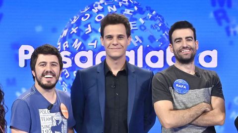 Orestes y Rafa, junto a Christian Gálvez, en la etapa en que «Pasapalabra» se emitía en Telecinco