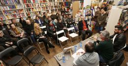 La presentaci�n de la Semana da Arte de Foz, ayer por la tarde  en la Librer�a Bah�a. 