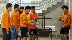 Los fabrilistas, en la churrascada de ayer. 