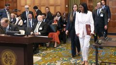 Delcy Rodr�guez, a su llegada a la Corte Internacional de Justicia.