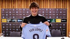 Fer L�pez, en su presentaci�n con el Celta en la ma�ana de este martes.
