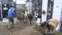 Excavaciones realizadas en el cementerio de O Val, en Narn. 