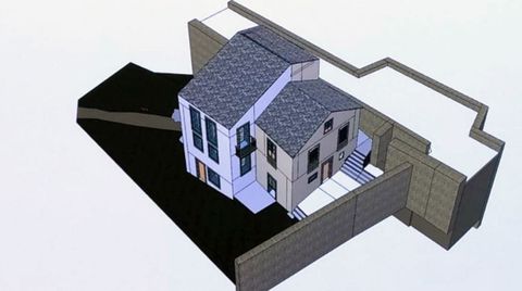 Imagen exterior y a�rea de como quedar� el edificio una vez terminado, pintado en dos colores para distinguir sus dos vol�menes originales