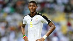 Najeeb Yakubu, nuevo jugador del Lugo, con la camiseta de la selecci�n de Ghana.