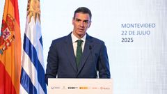 Pedro Snchez, en su comparecencia en Montevideo mientras se votaban en el Congreso varias leyes y decretos.