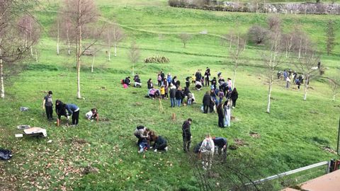 Alumnos del IES Monte Naranco y del Parque Infantil replantado el Monte Naranco