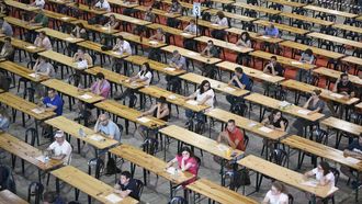 Oposiciones al Sergas en Silleda, en una foto de archivo de julio del 2023