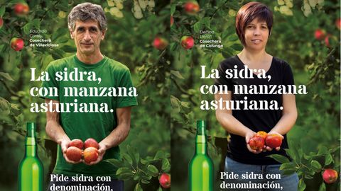 Dos de los cosecheros de la �ltima campa�a de la DOP Sidra de Asturias