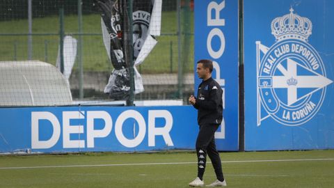 Borja Jiménez, durante un entrenamiento del Deportivo