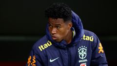 Endrick.Endrick, delantero del Real Madrid cedido en el Palmeiras, con la selecci�n brasile�a