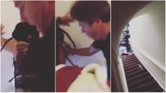 El propietario empuj� a la mujer que se agarr� a la pared antes de precipitarse por las escaleras (Youtube)