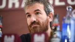 Rub&eacute;n Dom&iacute;nguez, en la sala de prensa de Pontevedra