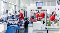 Donaci�n de sangre en el Centro de Transfusi�n de la Comunidad de Madrid este jueves por la ma�ana
