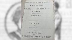 En la imagen, vemos la sentencia del caso de Manolo, juzgado por la Audiencia de A Coru�a en el a�o 1939. El nombre de mujer con el que fue bautizada esta vecina en Carral todav�a no se puede desvelar por la ley de protecci�n de datos. Esta sentencia est� depositada en los fondos del Arquivo do Reino de Galicia y en Galiciana