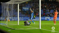 Gol Deportivo Real Oviedo Riazor Folch Champagne.Berganti�os celebra el primer gol del Deportivo ante Folch y Champagne