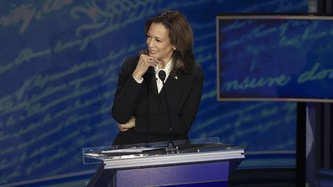 Kamala Harris, durante el debate con Trump.