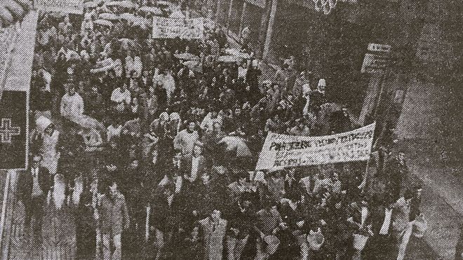Imagen hist�rica de la marcha vecinal que tuvo lugar hace cincuenta a�os en Vigo