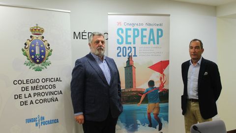 Luciano Vidn, presidente del Colegio de Mdicos de A Corua, y Manuel Sampedro, presidente del comit organizador del congreso de la Sociedad Espaola de Pediatra Extrahospitalaria y de Atencin Primaria