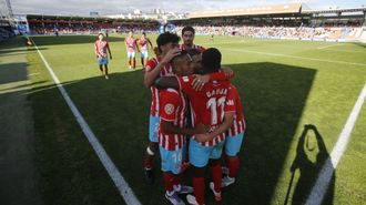 Los jugadores del Lugo celebrando un gol esta temporada en el �ngel Carro
