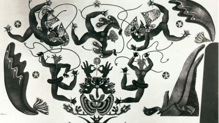 El mural �Armon�a pl�stica�, que Maruja Mallo pint� en el cine Los �ngeles en 1945,  destruido en los a�os ochenta