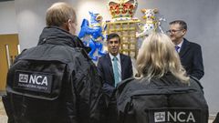 El primer ministro brit�nico, Rishi Sunak, durante una visita a la National Crime Agency