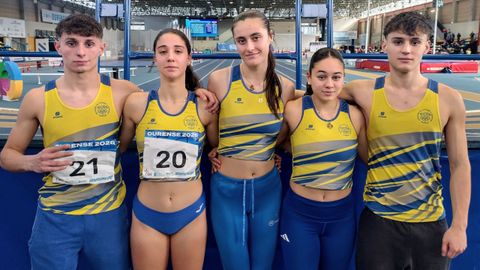 Lucas V�zquez, Lorena Saborido, Sof�a Paz, Ant�a Alcalde y Eloi V�zquez, en Ourense.