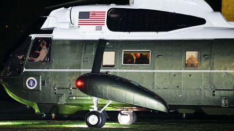 Donald Trump, a su llegada a la Casa Blanca en el Marine One