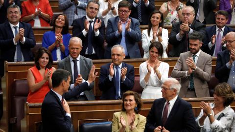 Pedro S�nchez finaliza su intervenci�n en la primera jornada del debate de investidura.