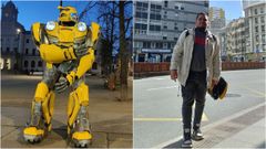 Samuel G�mez, que lleg� de Venezuela hace cinco meses, pide colaboraci�n para recuperar el casco del atuendo con el que se ganaba la vida.