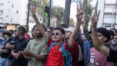 Jvenes se manifiestan en Marruecos.