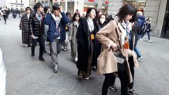 Turistas asiaticos en Florencia. Muy pocos llevaban mascarilla.