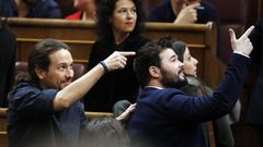 Pablo Iglesias y Gabriel Rufi�n, en el Congreso