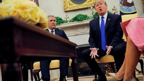 Iv�n Duque durante la reuni�n con Trump en la Casa Blanca