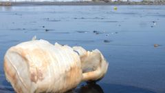 Restos de una garrafa de pl�stico en una playa asturiana