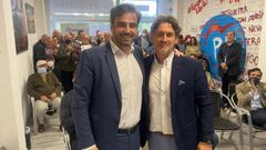 Calv�n, acompa�ado por el presidente provincial, Diego Calvo (izquierda), en el congreso local de esta semana