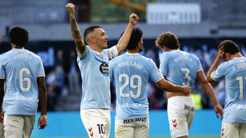 Iago Aspas celebra su gol frente a Osasuna.
