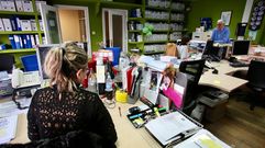 Trabajadoras municipales en las oficinas del negociado de Cultura del Concello de Ferrol