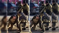 A la izquierda, captura de un v�deo en el que se observa a un agente del ICE disparando a Alex Pretti. A la derecha, una versi�n manipulada con IA, que pretende hacer creer que Pretti sac� un arma. Se puede comprobar que al agente arrodillado le falta la cabeza y tiene una pierna en una posici�n imposible.