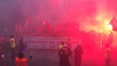 Manifestaci�n de los trabajadores de Vesuvius en Langreo