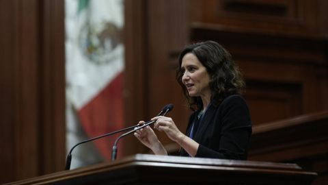 La presidenta de la Comunidad de Madrid, Isabel D�az Ayuso, en el acto en el que recibi� la Medalla de Aguascalientes en M�xico