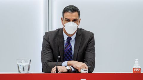 El presidente del Gobierno, Pedro S�nchez, en una reuni�n de la ejecutiva del PSOE.